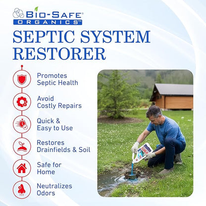DrainFix & Septic Restorer – 32 oz Enzyme Septic Tank Treatment & Drainfield Restoration – Organic Drain Cleaner for Sewer Lines, RV & Home Plumbing – Safe for Pipes & Septic Systems
