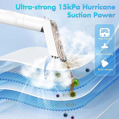 Portable Carpet & Upholstery Steam Spot Cleaner Machine with Heating System 15Kpa Power Suction Deep Spot Cleaning for Pet Stains, Couch, Stairs, Car & Furniture White