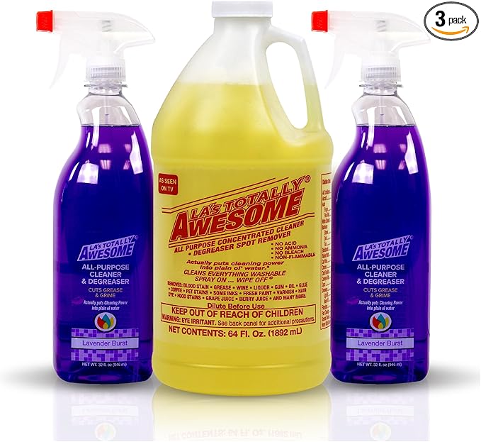 La's Totally Awesome All Purpose Cleaner 64 oz + All Purpose Cleaner Lavender Burst Plant-Based Spray 32oz (Pack of 2)