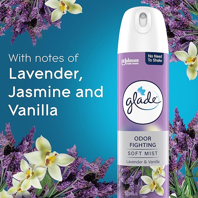 Glade Air Freshener Room Spray, Lavender & Vanilla Scent, Odor Fighting to Deliver Long Lasting Freshness, 8 Oz, 2 Count
