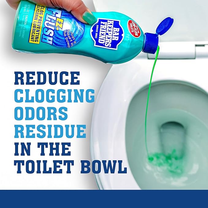 Bar Keepers Friend EZ-Flush Liquid Toilet Flushing Aid (2 x 12 Oz) Helps Prevent Clogging, Odor, Residue in Regular, Low-Flow, Boat & RV Toilets