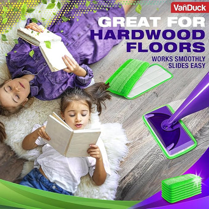 VanDuck Reusable Mop Pads for Swiffer WetJet (4 Pack) - Microfiber Mop Refill for Wet Mopping Cloths - Washable Pads Compatible with Multi-Surface Floor Cleaning