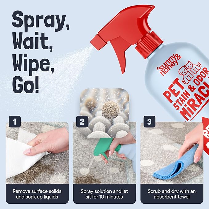 Sunny & Honey Pet Stain and Odor Remover - Enzyme Cleaner for Dog Urine and Poop on Carpets and Furniture - Strong Pet Carpet Cleaner Spray (1 Gallon Fall Spice)
