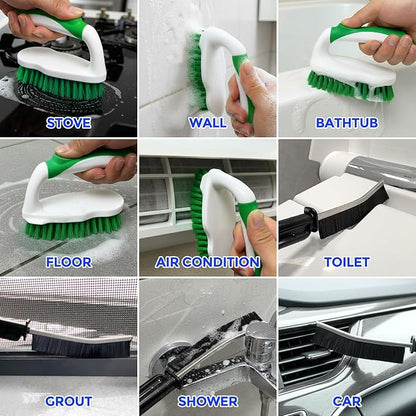 Scrub Brush - 6 Pack, Scrub Brushes for Cleaning, Heavy-Duty Scrub Brush, Stiff Bristles Cleaning Brush, for Kitchen, Bathtub, Floor and Wall Surfaces, Green