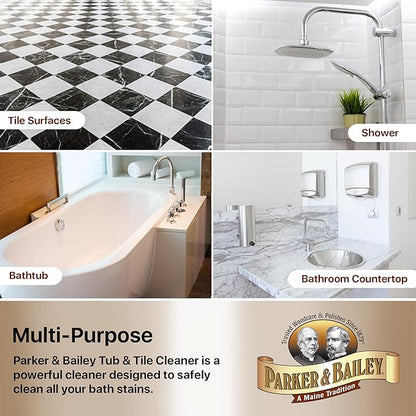 PARKER & BAILEY Tub & Tile Cleaner - Bathroom Cleaner Shower Cleaner Spray Tub Cleaner Soap Scum Remover for Shower Hard Water Stain Remover Household Cleaning Spray Multi Purpose Spray Cleaner, 32 Oz