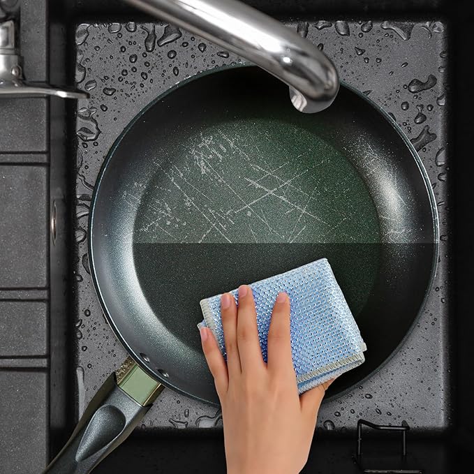 12PCS Upgrade Wire Dishwashing Rag, Non-Scratch, Wet and Dry, Double Layer, Multipurpose Wire Dishwashing Rags for Kitchen, Sinks, Cookware, Stove, Easy Rinsing, Reusable