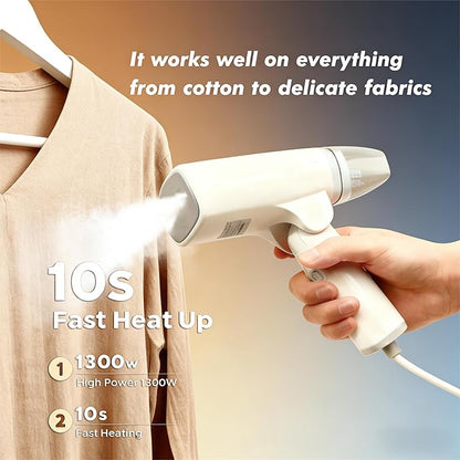 Handheld Garment Steamer, Travel Steamer Iron For Clothes, Light Weight, Foldable and Portable Iron, 10s Heat Up, Quick Wrinkle Removal 1300W 110V