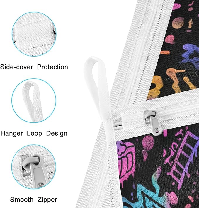 Mesh Laundry Bags Lingerie Bags for Washing Delicates 2 PCS Durable Wash Bag with Zipper Small and Medium Washable Black Punk Pumpkin Halloween