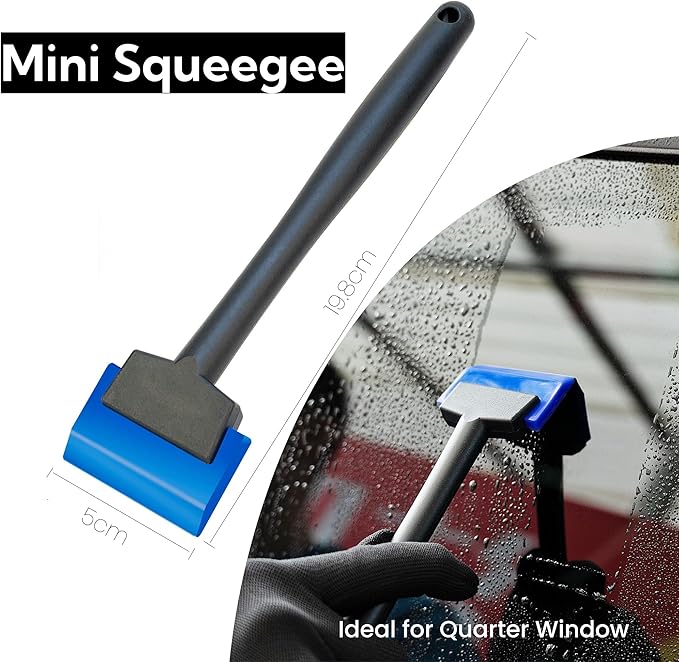 Small Wiper with 2 & 5IN Rubber Blades, Streak-Free Glass Squeegee for Window, Shower, Mirror, Car Tint Squeegee for Window Film Application