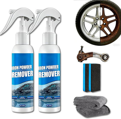Multi-functional Quick-Acting Rust Removal Spray, Iron Powder Remover with Fast Penetration Formula, Safe for Car Paint, Wheels and Rims, Removes Rust, Iron Fallout and Oxidation (2pcs)
