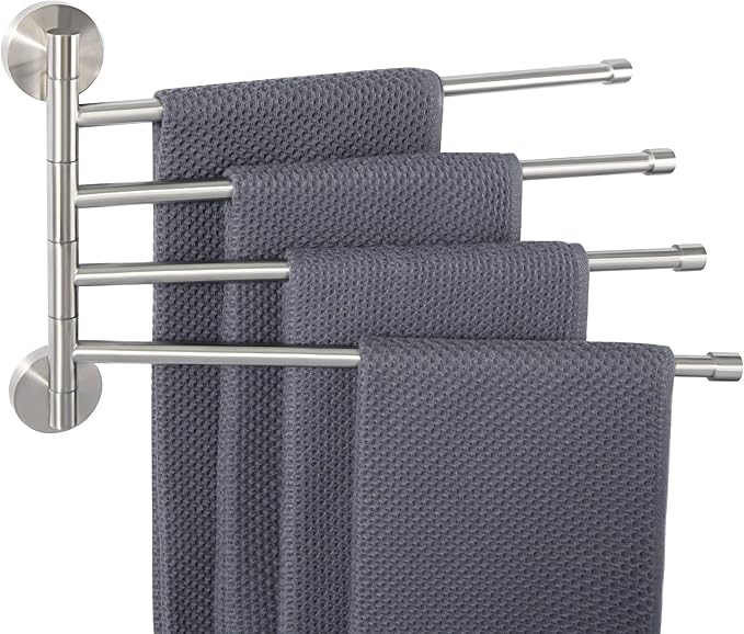 Alise Swing Out Towel Rack,Folding Hand Towel Bar 4 Bars Arm Towel Holder Towel Hanger for Bathroom Wall Mount,Space Saving Towel Rail,GK9003-LS SUS304 Stainless Steel Brushed Nickel