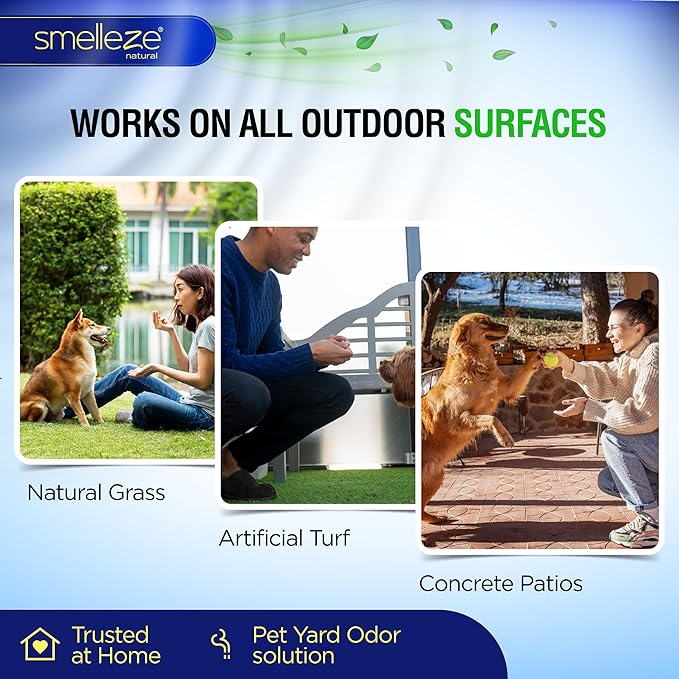 SMELLEZE Outdoor Yard Odor Eliminator for Dogs 2 lb Granular Pet Urine & Poop Deodorizer for Artificial Turf, Grass, Gravel, Patios & Kennels | Safe for Pets & Kids | Long-Lasting