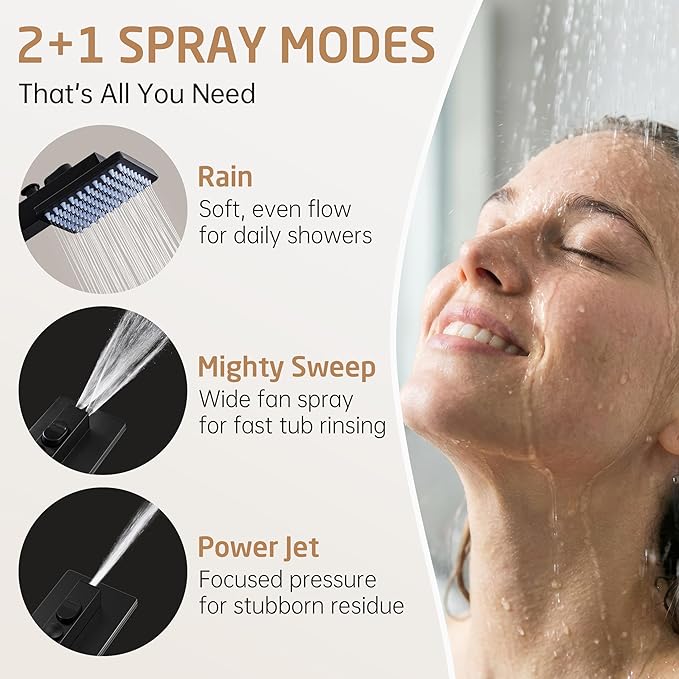KES All Metal Tub Spout with Diverter and Handheld Shower Sprayer, Wide Fan & Power Jet Modes, Bathtub Faucet with Shower Attachment, Fit 1/2" & 3/4" IPS or 1/2" Slip-On Copper Pipe, Matte Black