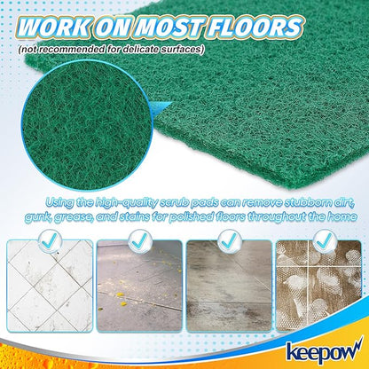 KEEPOW Scrub Mop Pads Replacement Compatible with Libman Freedom Spray Mop, Mop Scrubber Attachment for Floor Cleaning, Fit for Rubbermaid and Turbo & Other 18 Inch Microfiber Mops