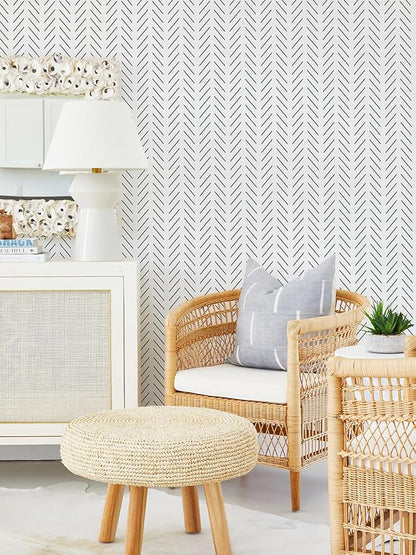 Orainege Black and White Wallpaper Peel and Stick Herringbone Contact Paper for Bathroom 17.7in x 196.8 in Modern Geometric Self Adhesive Wallpaper Removable Wall Paper Peel and Stick