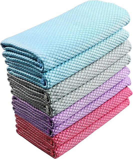 Niveaya Microfiber Glass Cleaning Cloth, Multi-Functional Reusable Lint Free Cloths, Stainless Steel Windshield Shower Window Cleaning Cloth, Suitable for Home, Kitchen and Auto, Pack 8,Mix