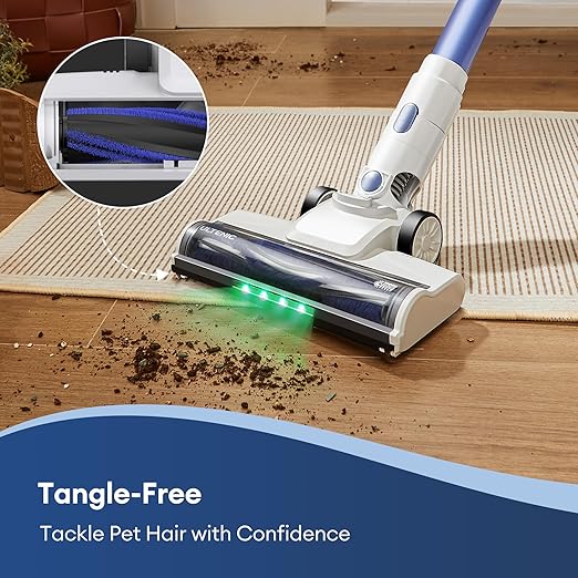 Ultenic U10 Ultra Cordless Stick Vacuum Cleaner, 450W Motor, 30KPa Suction, Max 40mins Runtime, Anti-Tangle Brush, 1L Dustbin Capacity, Stick Vacuum for Home, Pet Hair, Hardwood Floors, and Carpets