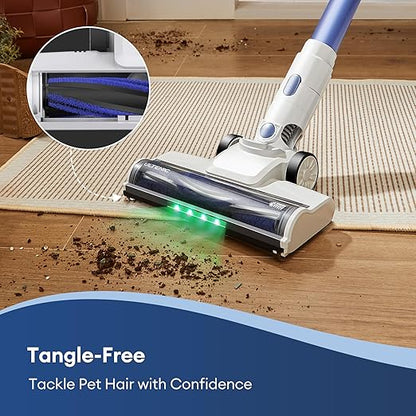 Ultenic U10 Ultra Cordless Stick Vacuum Cleaner, 450W Motor, 30KPa Suction, Max 40mins Runtime, Anti-Tangle Brush, 1L Dustbin Capacity, Stick Vacuum for Home, Pet Hair, Hardwood Floors, and Carpets