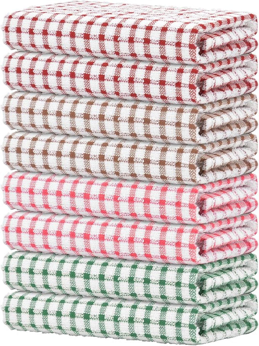 Nialnant 8 Pack Kitchen Towels, Dish Towels for Kitchen, 100% Cotton Dish Cloths for Washing Dishes, Quick Drying Reusable Cleaning Rag - 25 x 16 in