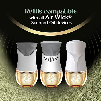 Air Wick Plug in Scented Oil Starter Kit (Gadget + 2 Refills), White Sage & Mahogany, Air Freshener, Essential Oils (Pack of 2)