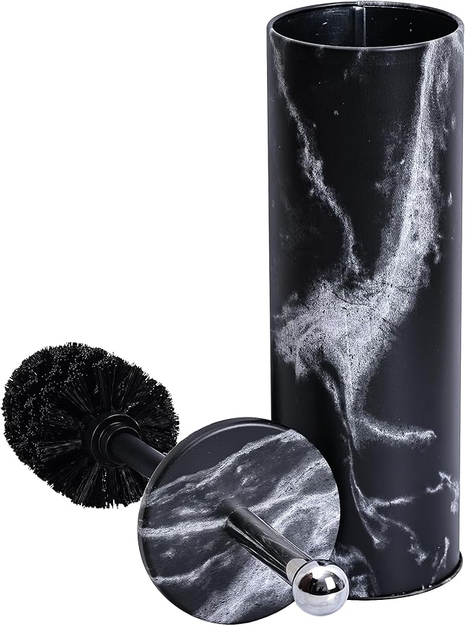 Zahari Home Toilet Bowl Brush with Holder, Black, Metal