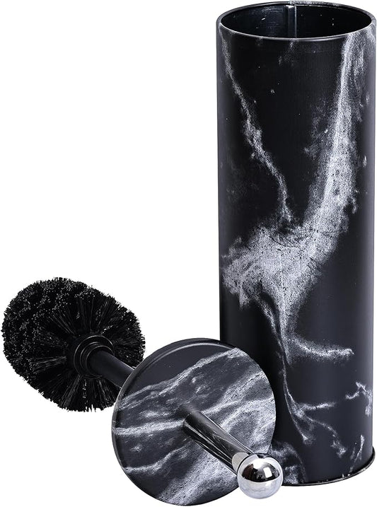 Zahari Home Toilet Bowl Brush with Holder, Black, Metal
