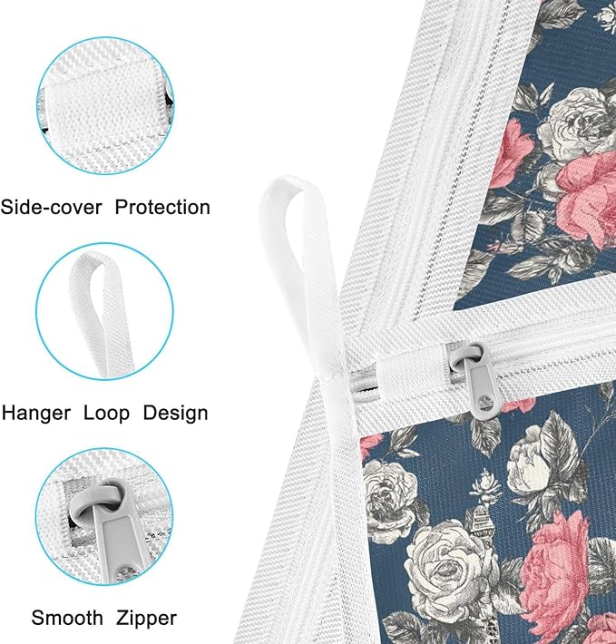 Mesh Laundry Bags Lingerie Bags for Washing Delicates 2 PCS Durable Wash Bag with Zipper Small and Medium Washable Blue French Eiffel Tower and Roses