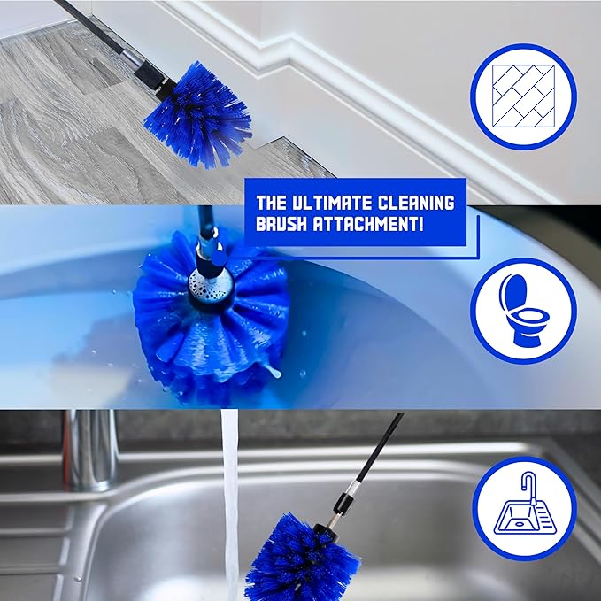 Diamond Shine Electric Toilet Brush Drill Attachment - Toilet, Sink, Grout, Tile, Floor, Bathtub, Shower