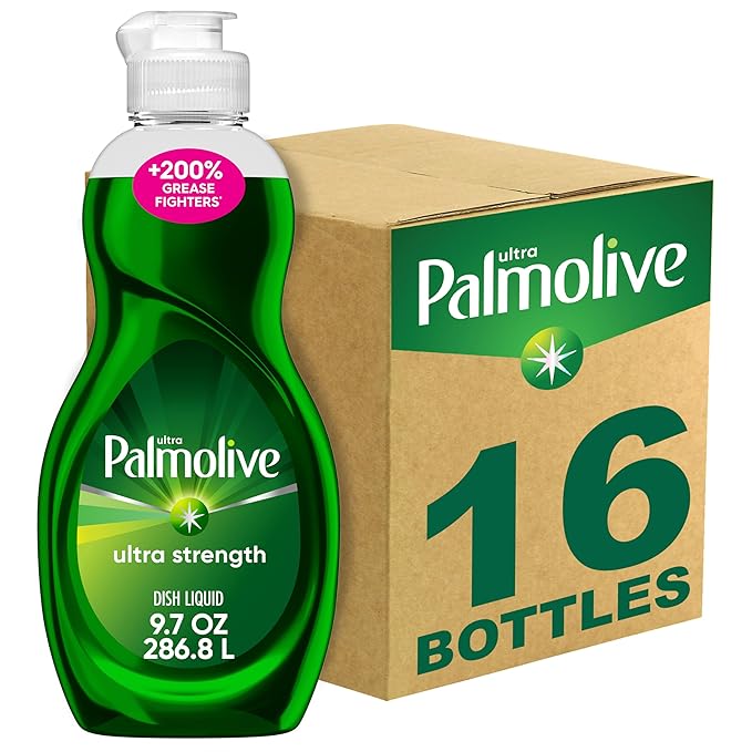 Palmolive Ultra Strength Liquid Dish Soap, Cuts Grease and Grime, No Soaking Needed, Powerful on Plastics, Dishwashing Liquid, 9.7 fl oz Bottle