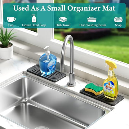 Water Absorbing Stone Tray, Quick Drying Diatomite Bathroom Tray Countertop, Stone Drying Mat for Kitchen Counter, Soap Dish Dispenser Vanity Organizer, Dark Grey-A-8.3" x 4"