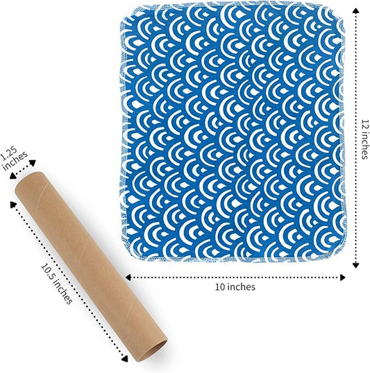 The Useless Brand Reusable Paper Towels Roll | 12 Eco Friendly Washable Cotton Flannel Towels w/Cardboard Roll | Zero Waste & Sustainable | Fits on Most Holders (Waves, 12 Pack)