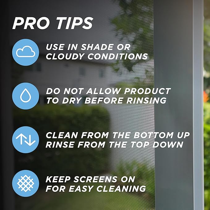 30 SECONDS Outdoor Window & Screen Concentrated Cleaner for Glass, Patio Doors, Fiberglass, Furniture - No Screen Removal Required, Spray & Rinse - Hose End Spray Attachment (2 PACK)
