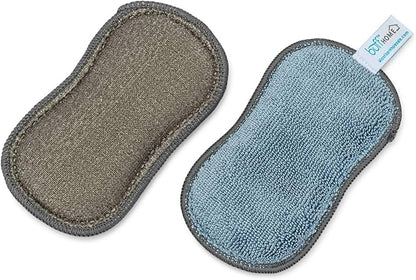 Microfiber Wholesale Sponge for Kitchen (6 Pack) - Suction Cup Hook Included, Reusable, Washable Dish Sponges with Scrubber, Refills, Scrubbing Side, Non-Scratching, Multi-Purpose, Scouring