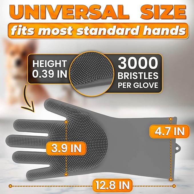 ALPENKOK Silicone Dishwashing Gloves with Scrubber – Non-Slip Silicone Gloves wor Washing Dishes | Household Use