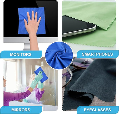 Eco-Fused Microfiber Cleaning Cloth - 8 x 8 Inch Microfiber Cloth - Pack of 5 Lens Cleaning Wipes - Cleaning Cloth for Glasses, Eyeglasses, Camera Lens & Phones