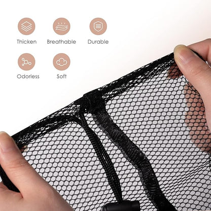 Meowoo Large Mesh Laundry Bag, 27×36inch Heavy Duty Mesh Laundry Bags Drawstring Lockable, Laundry Hamper Liner, Machine Washable, for Travel,Storage, Sports Factories, Dorms, Black 1pcs