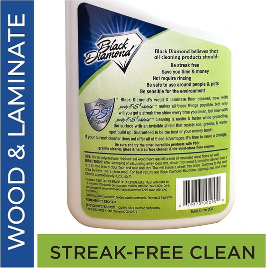 Black Diamond Stoneworks Wood, Laminate, Hardwood & Luxury Vinyl Floor Cleaner Spray – Multi-Purpose Mopping Solution for a Streak-Free Clean (32 Fl Oz)