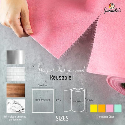 Juanita’s Reusable Paper Towels (25 Sheet Roll) - Washable & Heavy Duty Eco-Friendly Cleaning Cloths - Ultra-Absorbent, Lint-Free & Quick Drying - Zero Waste Alternative - Replaces +80 Paper Rolls