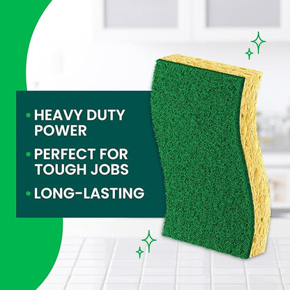 Scotch-Brite Heavy Duty Scrub Sponge, 45 Kitchen Sponges Designed for Tough Messes in The Kitchen That Last 3X Longer*, Best for Cast Iron Skillets and Outdoor Grills, Flexible, Durable, and Strong