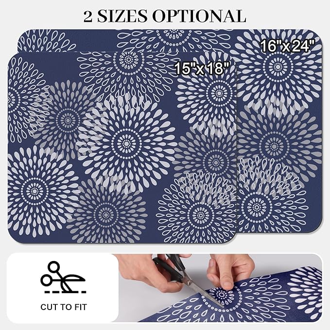 LuxStep Dish Drying Mat Super Absorbent Kitchen Counter Mat Rubber Backing Draining Mat Easy to Clean Kitchen Accessories Dish Rack Pad for Dishes, Utensils, Countertops, Sinks 16" x 24" Blue