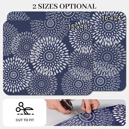 LuxStep Dish Drying Mat Super Absorbent Kitchen Counter Mat Rubber Backing Draining Mat Easy to Clean Kitchen Accessories Dish Rack Pad for Dishes, Utensils, Countertops, Sinks 16" x 24" Blue