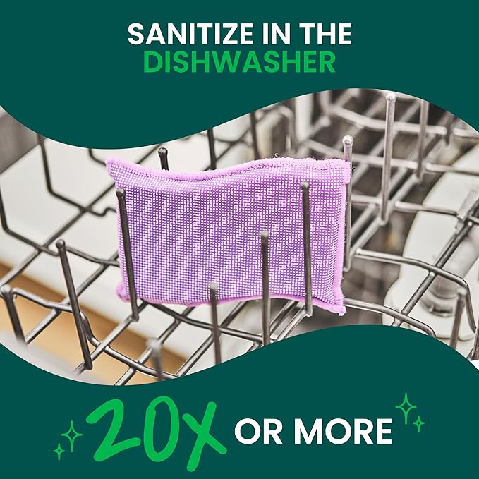 Scotch-Brite Clean & Rinse Non-Scratch Scrub Sponges – Dual-Sided Scrubber with Cloth Side for Wiping, Rinses Clean – 8 Sponges (4 Packs of 2) for Dishes, Countertops, Appliances & More