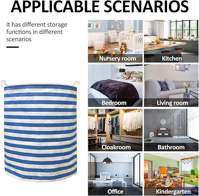 Collapsible Laundry Basket in Bedroom Waterproof Laundry Hamper in Bathroom Large Laundry Bag in College Dormitory Cloakroom Livingroom Nursery Organizer Toy Bin(Deep Sky Blue)