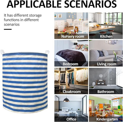 Collapsible Laundry Basket in Bedroom Waterproof Laundry Hamper in Bathroom Large Laundry Bag in College Dormitory Cloakroom Livingroom Nursery Organizer Toy Bin(Deep Sky Blue)