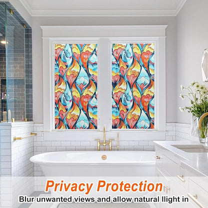 Frosted Glass Window Film, Heat Insulation, UV Block, Anti-Glare, One Way Privacy Tint, Static Cling for Home Bathroom Door, Renter Friendly, Day & Night Privacy