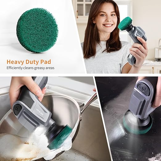 MR.SIGA Heavy Duty Pad Refills for Electric Spin Scrubber, Diameter 2.6in/6.5cm, 10 Pack