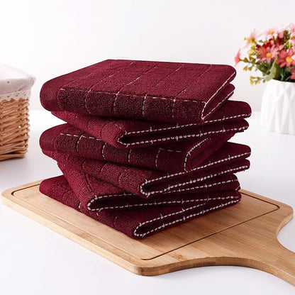 Homaxy 100% Cotton Terry Kitchen Dish Cloths, Ultra Soft and Absorbent Dish Towels for Kitchen, Suitable for Drying and Washing Dishes, 12 Pack, 12 x 12 Inches, Brick Red