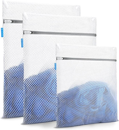 VASSON Premium Mesh Laundry Bags for Delicates with Auto-Lock Zipper - Durable Washing Bag Set for Blouse, Hosiery, Underwear, and Shoes (3-Piece Set (Large/Bedding))