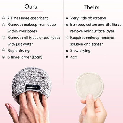 Ogato Reusable Makeup Remover Cloth - 5pc Face Pads, Makeup Eraser Cloth Wipes for All Skin Types - Washable Microfiber Make Up Reusable Cotton Rounds for Face - With Included Laundry Bag