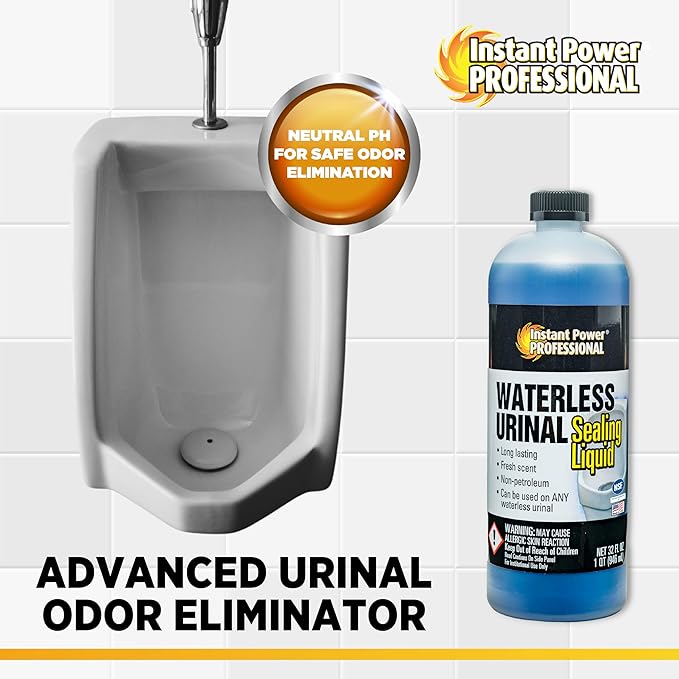 Instant Power Professional Waterless Urinal Sealing Liquid – Cleaner and Deodorizer, Ready to Use, Neutral pH, 32 Fl Oz